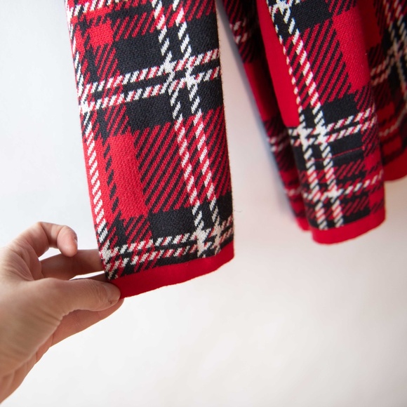 Lands' End Plaid Tartan Open Front Knit Cotton Cardigan - Picture 5 of 10